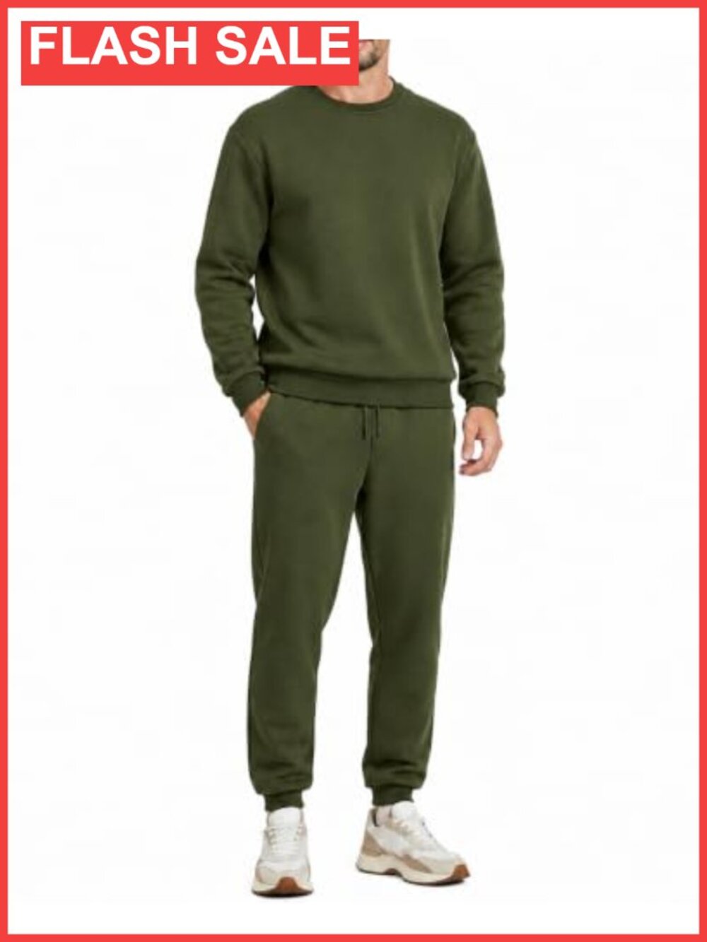 Men's 2-Piece Fleece Sweatsuit Crewneck Pullover & Jogger Set